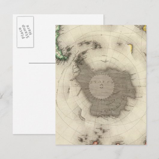 Antarctica, zuidelijk halfrond briefkaart (Voorkant / Achterkant)