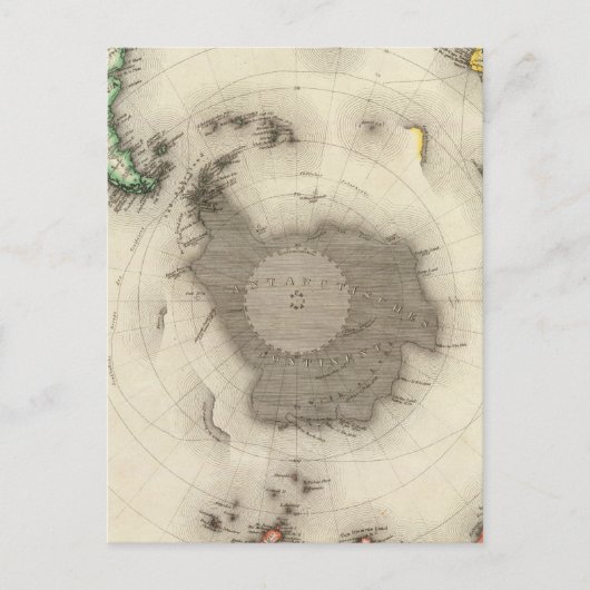 Antarctica, zuidelijk halfrond briefkaart (Voorkant)