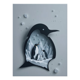 Antarctisch Papercraft-panorama Perfect Poster