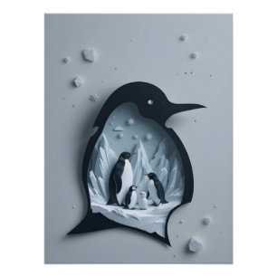 Antarctisch Papercraft-panorama Perfect Poster