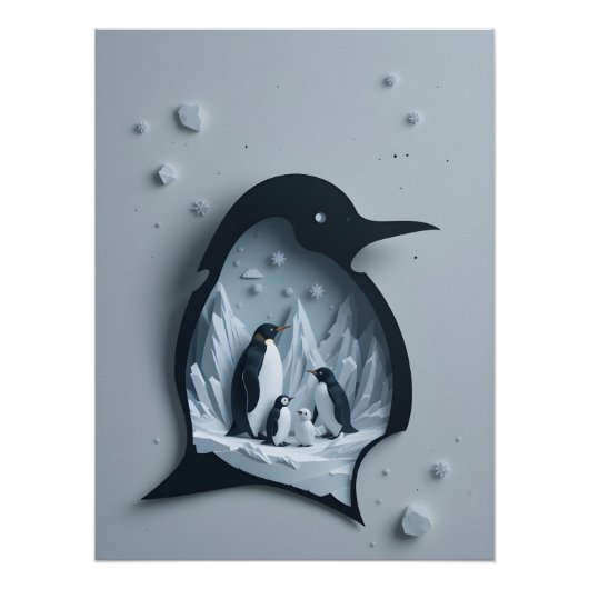 Antarctisch Papercraft-panorama Perfect Poster (Voorkant)
