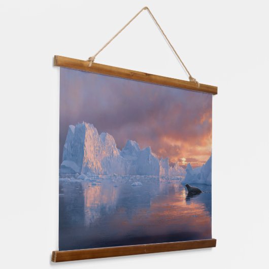 Antarctische Ember: Seal's Sunset Respite Hangend Wandkleed (Gebogen)