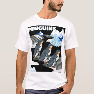 Antarctische pinguïn parade op zwarte ijzige achte t-shirt