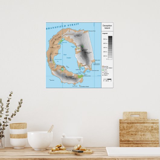 Antarctische South Shetland Map of Deception Islan Poster (Keuken)