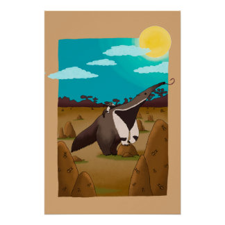 Anteater and the Cerrado - Brazilian Animals Perfect Poster