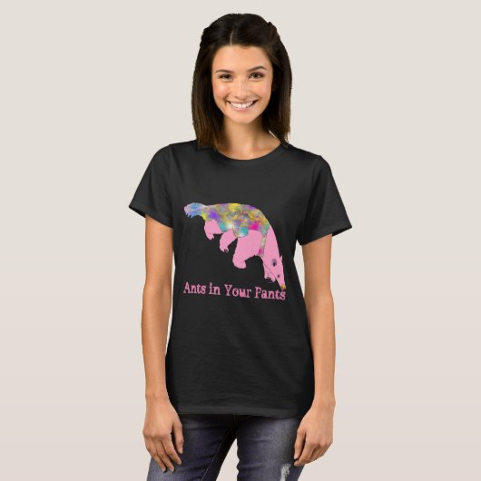 Anteater Funky Psychedelic Pink Funny Slogan T-shirt (Voorkant volledig)