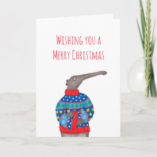 Anteater met een kerstjumperkaart kaart