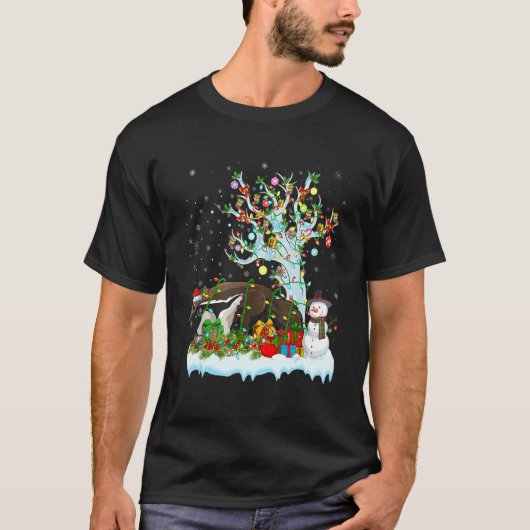Anteater Santa's Hat Lighting Anteater Christmas T-shirt (Voorkant)