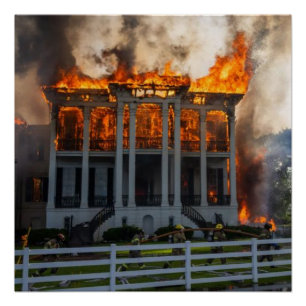 Antebellum landhuis Brand breekt uit in Nottoway Perfect Poster