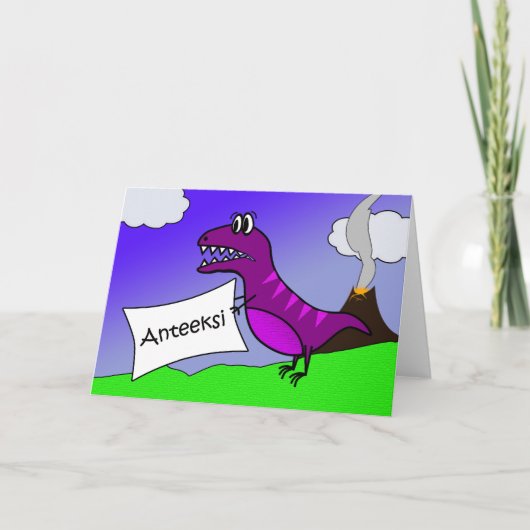 Anteeksi, het spijt me in het Fins, Paarse Dinosau Kaart (Voorkant)