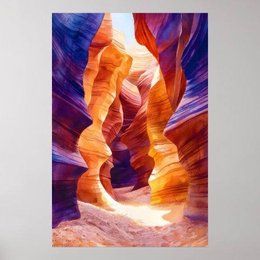 Antelope Canyon Aquarel Poster Aquarel (Voorkant)