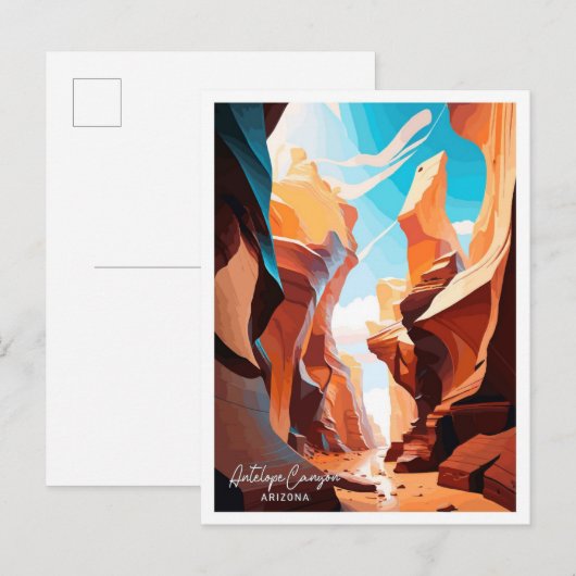 Antelope Canyon Arizona reisillustratie Briefkaart (Voorkant / Achterkant)