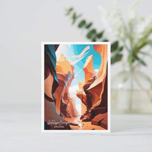 Antelope Canyon Arizona reisillustratie Briefkaart (Staand voorkant)