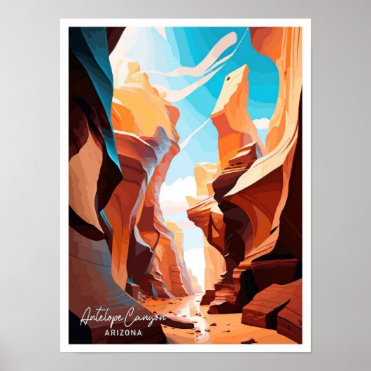 Antelope Canyon Arizona reisillustratie Poster (Voorkant)