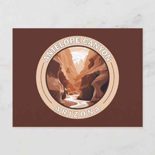 Antelope Canyon Arizona Retro Badge Briefkaart (Voorkant)
