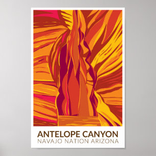 Antelope Canyon Arizona Travel Art Vintage Poster