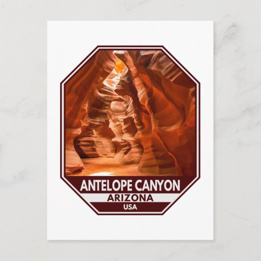 Antelope Canyon Arizona Travel Emblem Briefkaart (Voorkant)