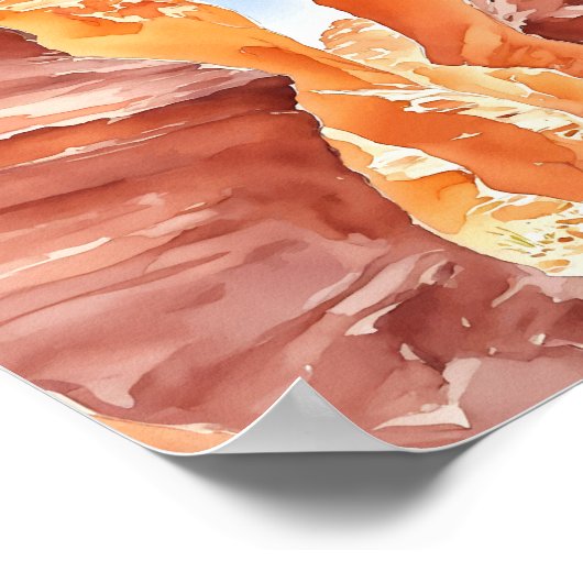 Antelope Canyon Red Rock Waterverf Poster (Hoek)