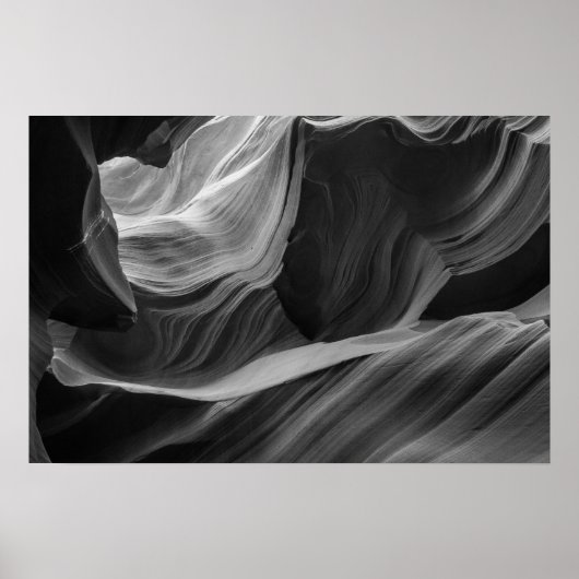 Antelope Canyon Zwart-wit Fotografie Kunst Poster (Voorkant)