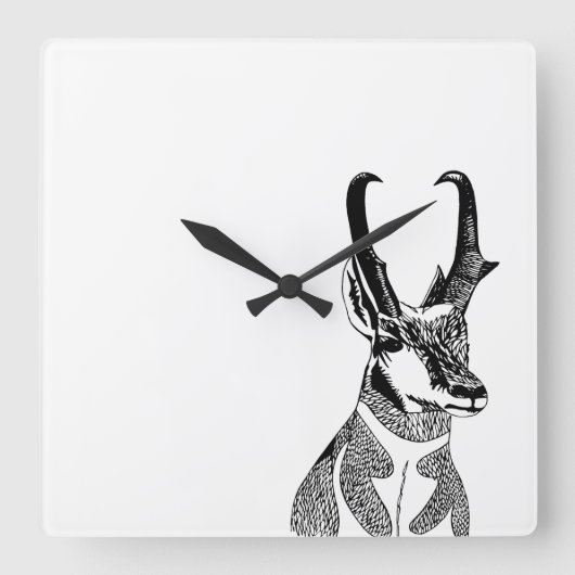 Antelope Clock Vierkante Klok (Voorkant)