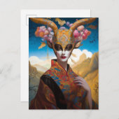 Antelope Crown Mask Headdress Fantasy Art Briefkaart (Voorkant / Achterkant)