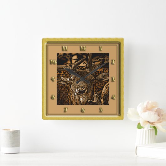 Antelope Deer Vierkante Klok (Huis)