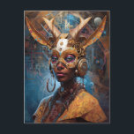 Antelope Headdress Science Fiction Cyberpunk Briefkaart<br><div class="desc">Fantasy art producten van The Lunarium.</div>