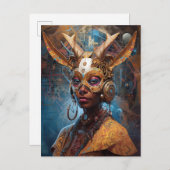 Antelope Headdress Science Fiction Cyberpunk Briefkaart (Voorkant / Achterkant)