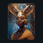 Antelope Headdress Science Fiction Cyberpunk Magneet<br><div class="desc">Fantasy,  Sci-fi & Horror kunst van het Lunarium.</div>