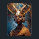 Antelope Headdress Science Fiction Cyberpunk Magneet<br><div class="desc">Fantasy,  Sci-fi & Horror kunst van het Lunarium.</div>