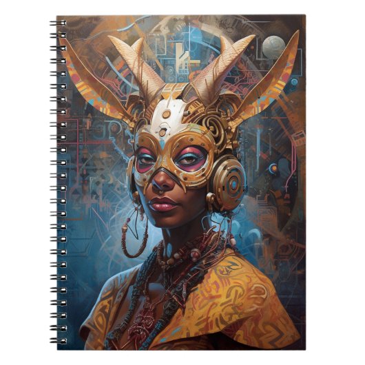 Antelope Headdress Science Fiction Cyberpunk Notitieboek (Voorkant)