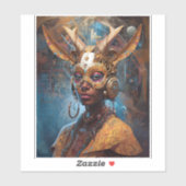 Antelope Headdress Science Fiction Cyberpunk Sticker (Vel)