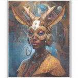 Antelope Headdress Science Fiction Cyberpunk Sticker<br><div class="desc">Fantasy art producten van The Lunarium.</div>