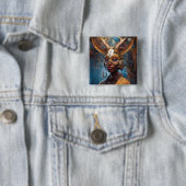 Antelope Headdress Science Fiction Cyberpunk Vierkante Button 5,1 Cm (In situ)