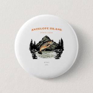Antelope Island State Park Utah Retro Vintage Vis Ronde Button 5,7 Cm