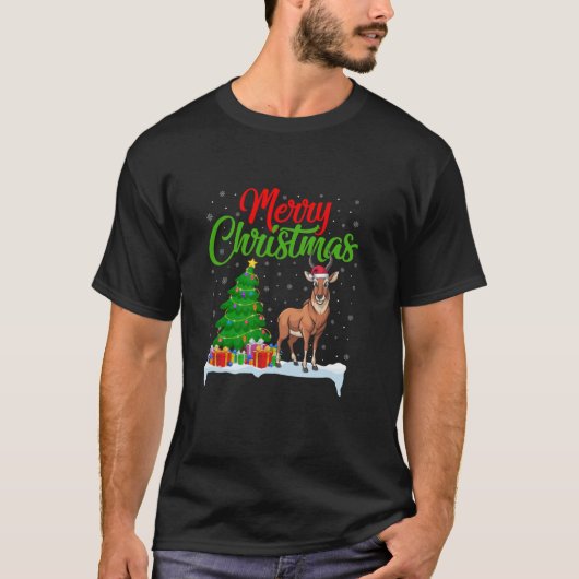 Antelope Kerstboom Verlicht Grappige Kerstantilope T-shirt (Voorkant)