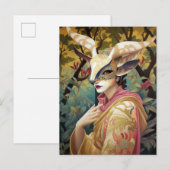 Antelope Mask Lady Surreal Fantasy Art Briefkaart (Voorkant / Achterkant)