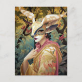 Antelope Mask Lady Surreal Fantasy Art Briefkaart (Voorkant)