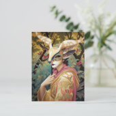 Antelope Mask Lady Surreal Fantasy Art Briefkaart (Staand voorkant)