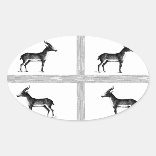 antelope-patroon ovale sticker (Voorkant)