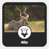 Antelope Silhouette Name Tag Foto Vierkante Sticker (Voorkant)