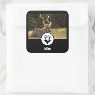 Antelope Silhouette Name Tag Foto Vierkante Sticker