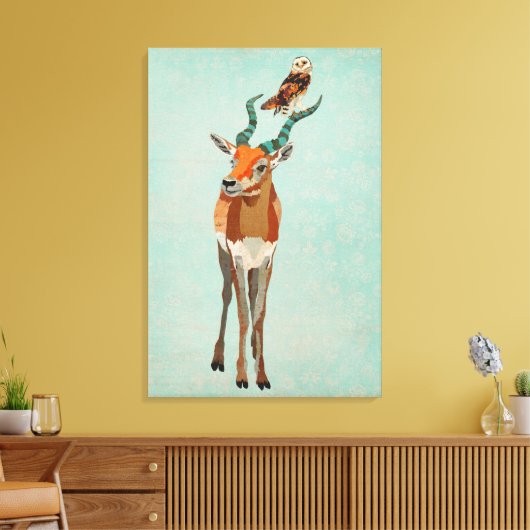 Antelope & Uil Canvas (Insitu (Woonkamer))