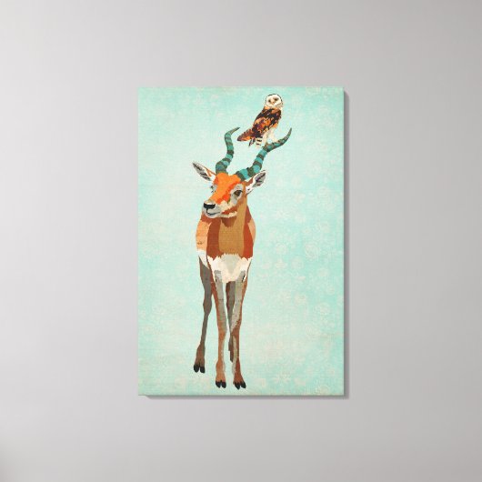 Antelope & Uil Canvas Afdruk (Voorkant)