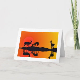 Antelopes in de sunset Birthday Card Kaart