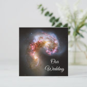 Antennae Galaxies Pink Stars Cosmic Wedding Kaart (Staand voorkant)