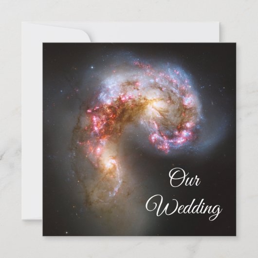 Antennae Galaxies Pink Stars Cosmic Wedding Kaart (Voorkant)