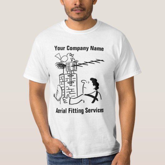 Antenne Installatie Service Cartoon T-Shirt (Voorkant)