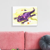 Anteosaurus zonnebaden met hoofdtelefoon. canvas afdruk (Insitu (Woonkamer))