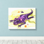 Anteosaurus zonnebaden met hoofdtelefoon. canvas afdruk (Insitu (Houten vloer))